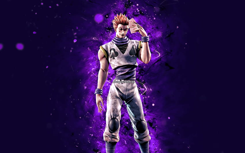 Hisoka, luces de neón violetas, Jump Force, Hunter x Hunter, antagonista, creativo, Hisoka Jump Force fondo de pantalla