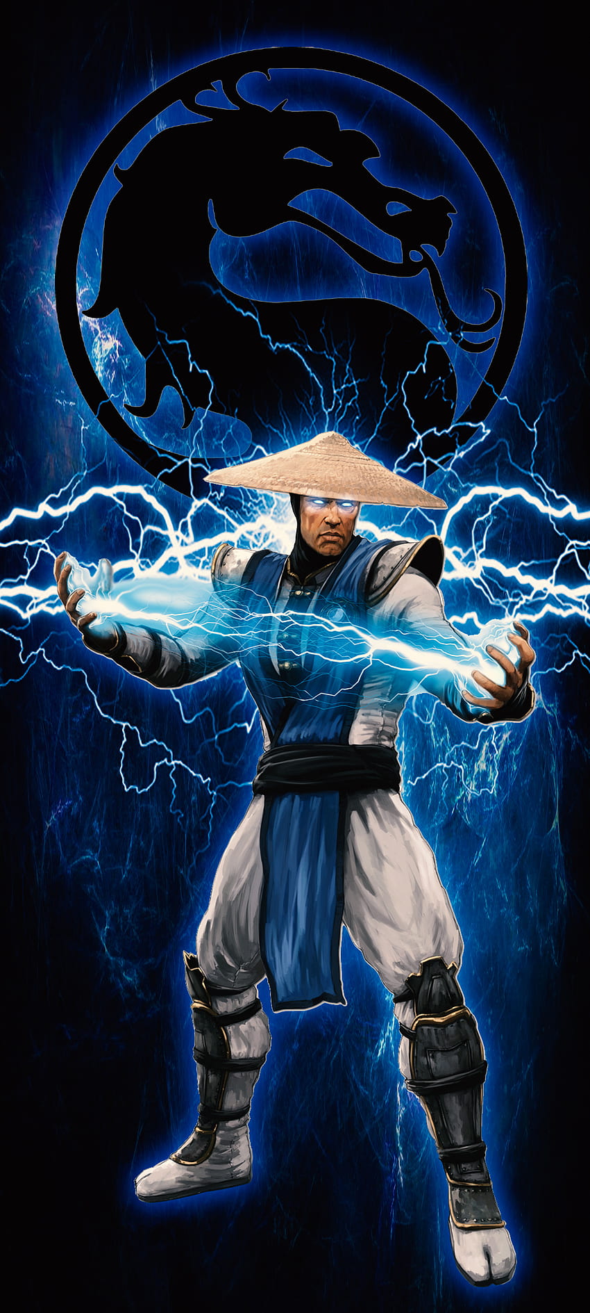 Mortal Kombat Raiden, mortal-kombat, azul, luz, fatalidad, iluminación, dios, mk fondo de pantalla del teléfono
