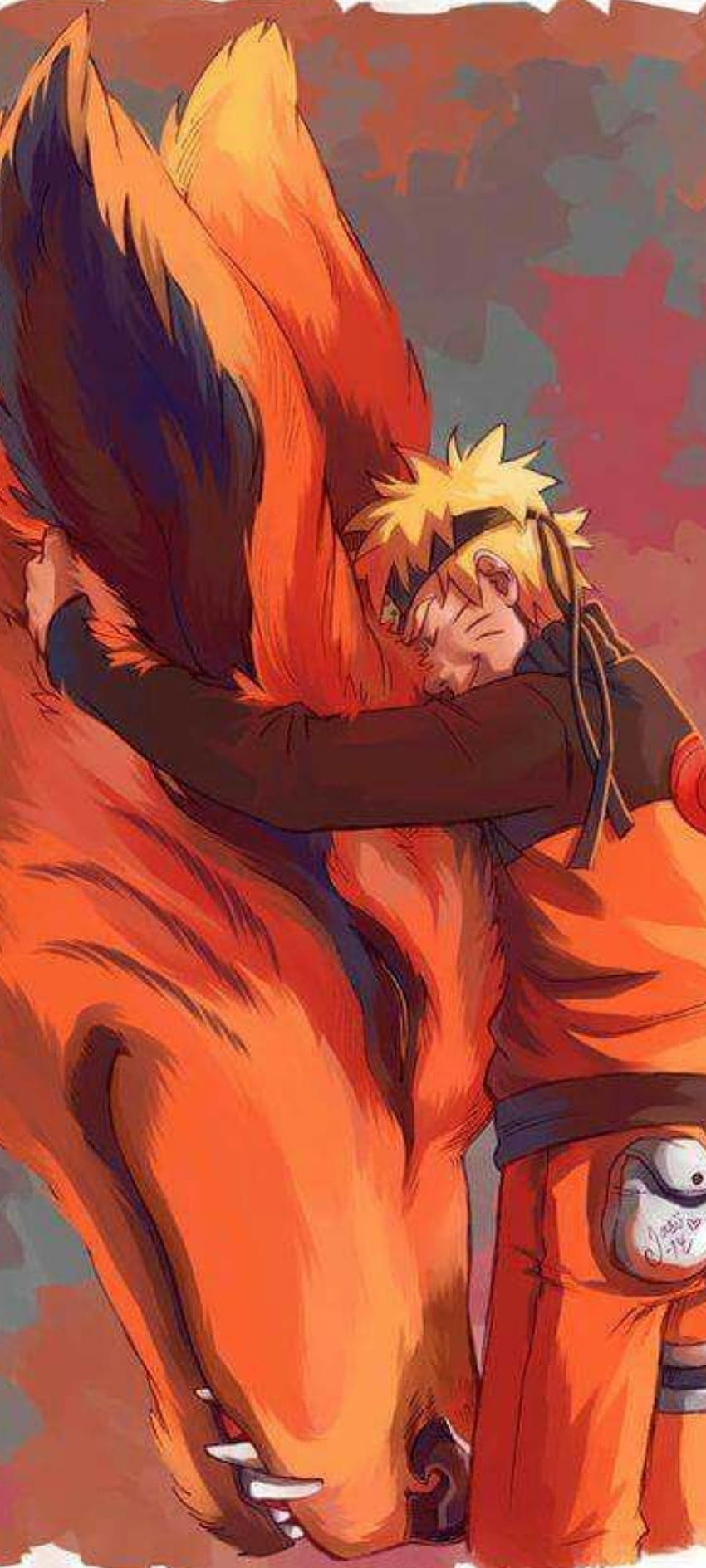 Naruto x kurama, pomarańczowy, art Tapeta na telefon HD