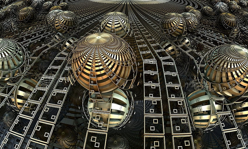3D, Lines, Fractal, Balls, Illusion HD wallpaper