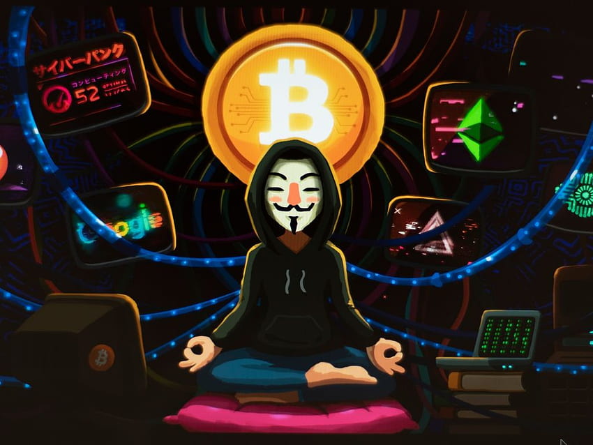 meditation, art, anonymous, hacker, bitcoin, , , background, 64c863 HD wallpaper