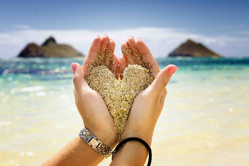 summer love beach heart graphy sea, Heart Love Beach HD wallpaper