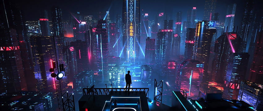 Futuristische Stadt HD-Hintergrundbild
