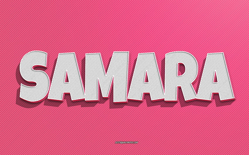 Самара, фон с розови линии, с имена, име Самара, женски имена, поздравителна картичка Самара, линейно изкуство, с име Самара HD тапет