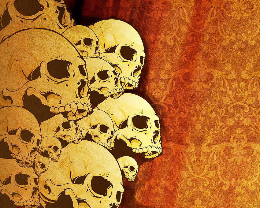 Skulls ., Orange Skull HD wallpaper