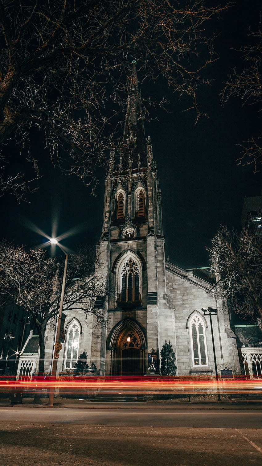 Cities, Night, Canada, Long-Term Exposure, Church, Toronto HD phone wallpaper