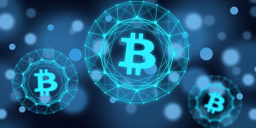 Bitcoin und Hintergrund, Blockchain HD-Hintergrundbild
