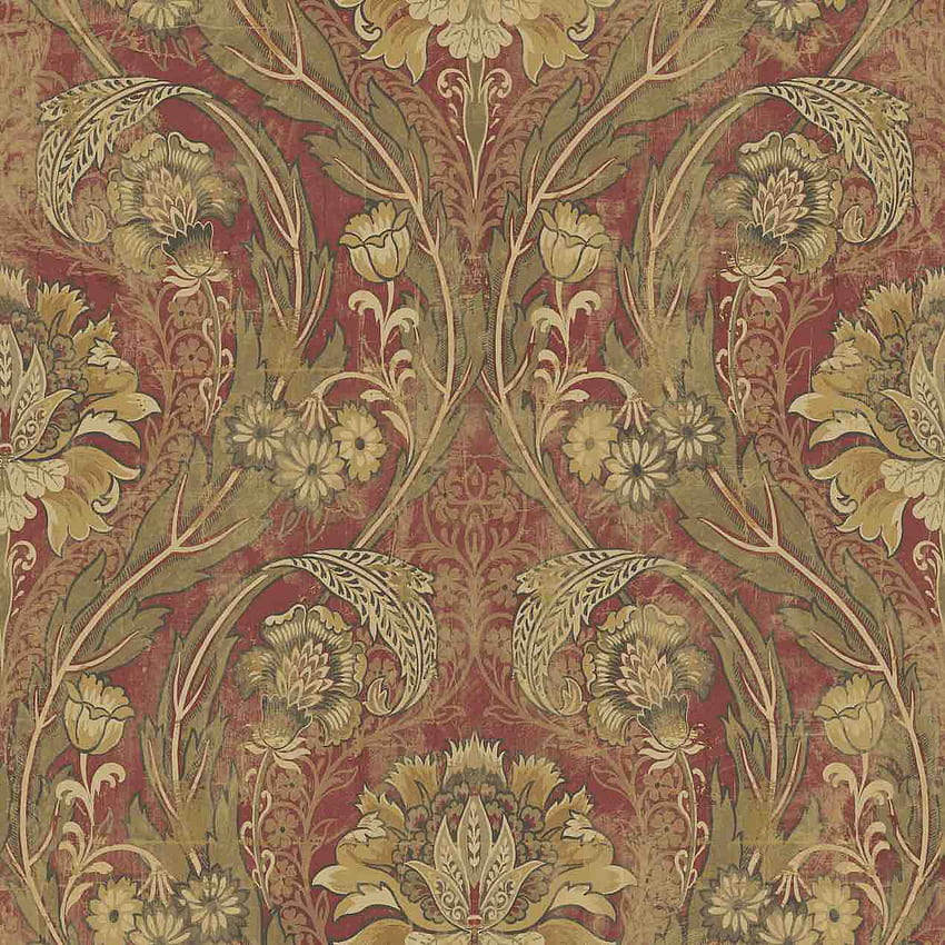 Red Damask Pattern Victorian Style, Green Victorian HD phone wallpaper
