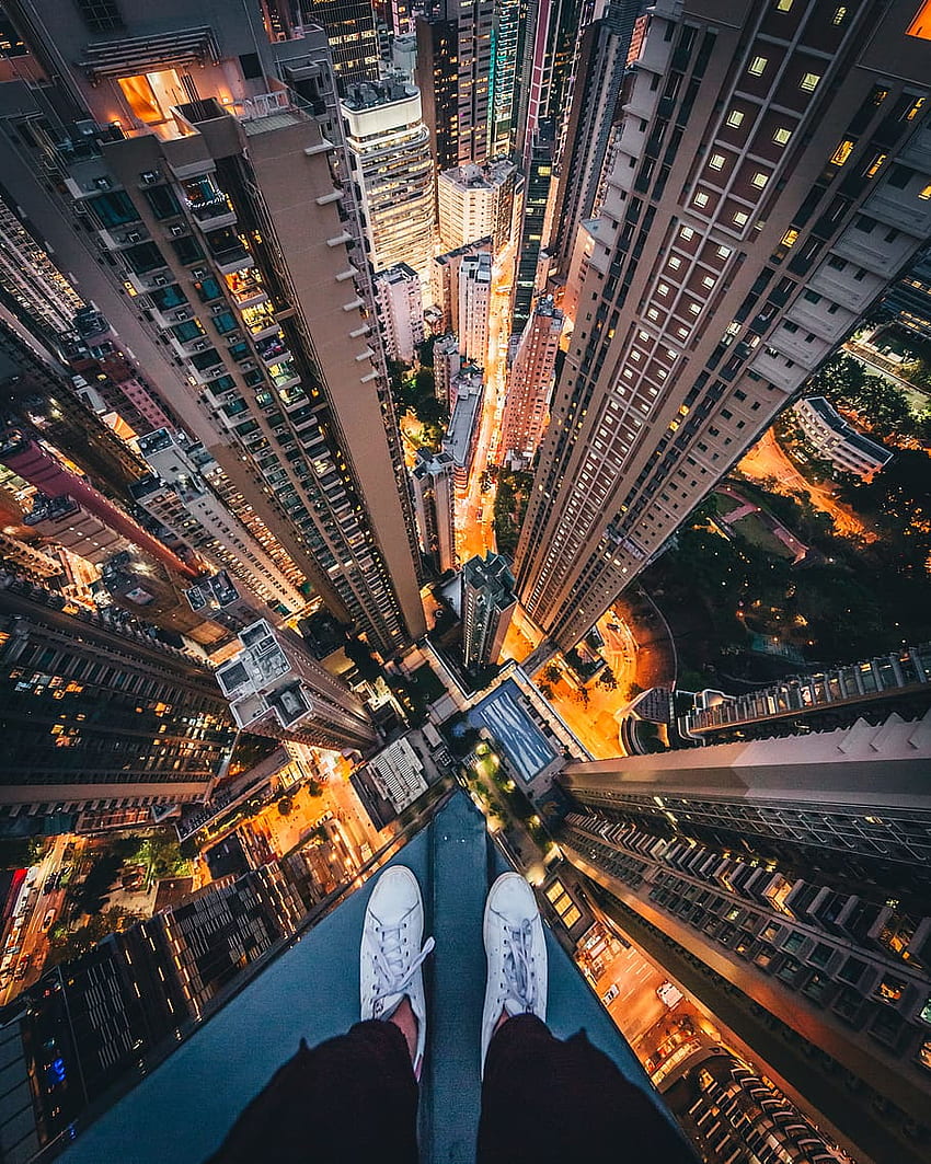 Person Standing On Top Of High Rise Building, Foot, Top Of High Building & Background , Tall Building HD phone wallpaper