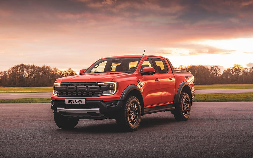 2023, Ford Ranger Raptor, , front view, exterior, red new Ranger Raptor, american cars, Ford HD wallpaper