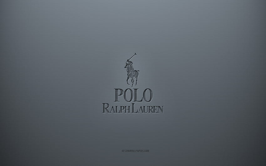 Logotipo Polo Ralph Lauren, fundo criativo cinza, Emblema Polo Ralph Lauren, textura de papel cinza, Polo Ralph Lauren, fundo cinza, Logotipo 3d Polo Ralph Lauren papel de parede HD