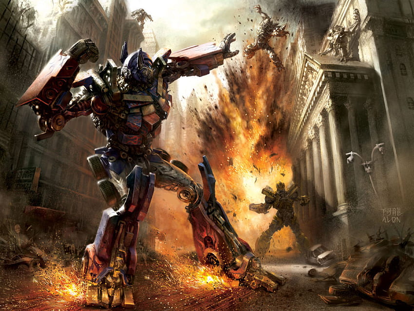 Ataque de Optimus Prime, transformadores, robot, entretenimiento, lucha, destrucción, aventura, acción, videojuego, ataque, película, juego, explosión, fuego, optimus prime fondo de pantalla