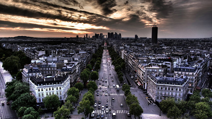 Miasta, Domy, Paryż, Francja, Wieczór, Ulica Tapeta HD