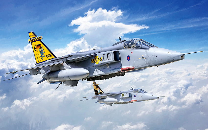Sepecat Jaguar GR3, Royal Air Force, RAF, SEPECAT Jaguar, GR Mk3, pembom tempur, pesawat militer Inggris Wallpaper HD
