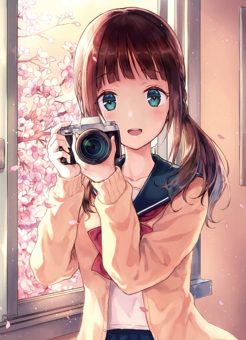 Anime Girl, Camera, graphy, - Cute Anime School Girl - , Anime Girl School HD phone wallpaper