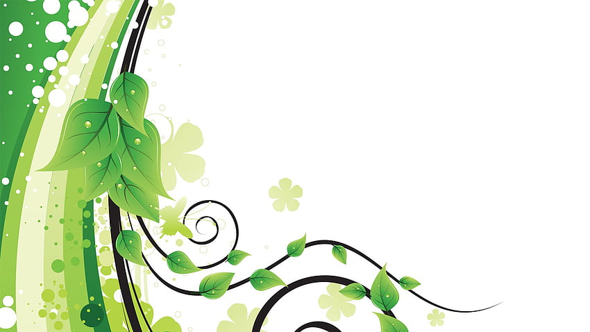 Floral Vector - Green And White Abstract HD wallpaper