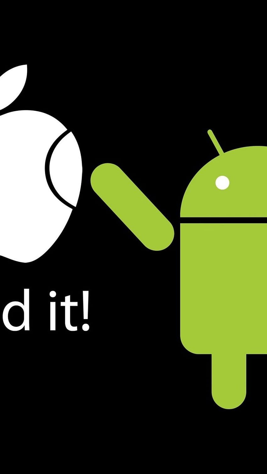 ябълка, android, бяло, зелено, текст HD тапет за телефон
