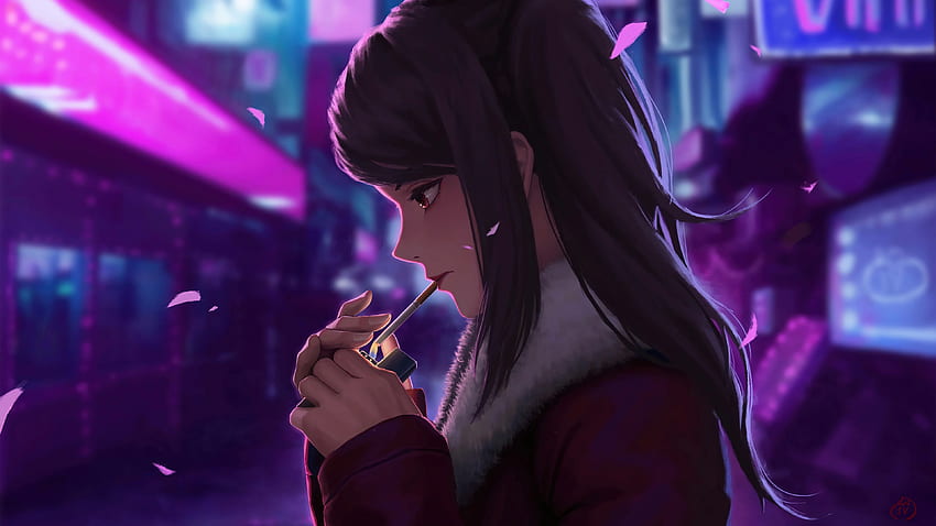 anime, menina, fumando, , , Anime Girl Smoke papel de parede HD