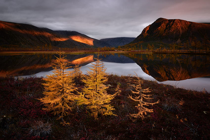 Autumn Lake Reflections Fall Clouds Nature Russia Resolution , , Background, and, Norway Autumn HD wallpaper