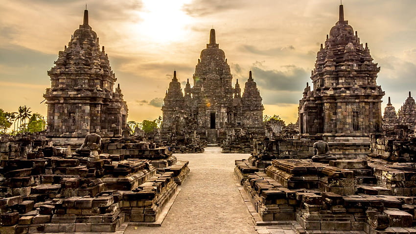 Prambanan-Tempel und Hintergrund, alter Tempel HD-Hintergrundbild