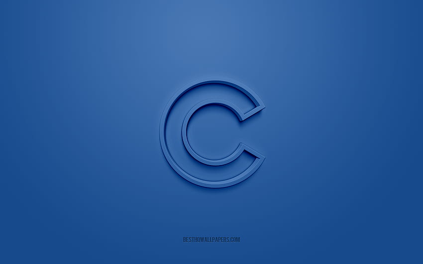 Godło Chicago Cubs, kreatywne logo 3D, niebieskie tło, amerykański klub baseballowy, MLB, Chicago, USA, Chicago Cubs, baseball, insygnia Chicago Cubs Tapeta HD