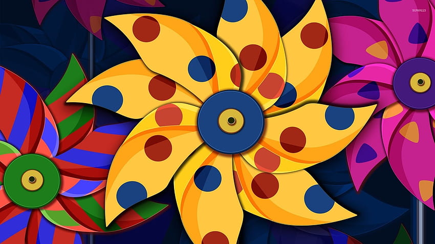 Colorful pinwheels - Vector HD wallpaper