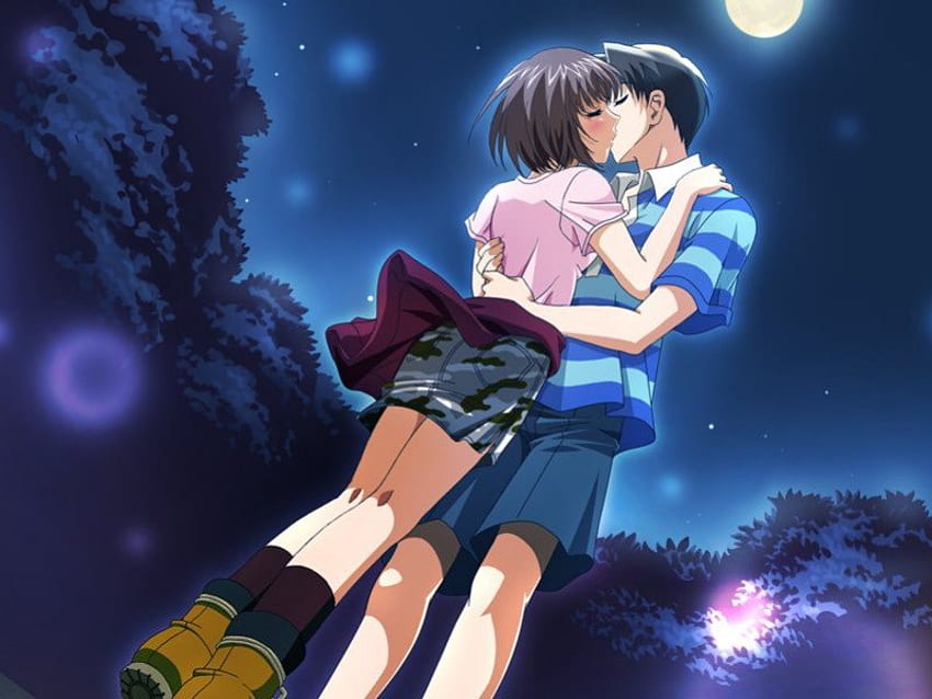 Cartoon, Kuss, romantisch HD-Hintergrundbild