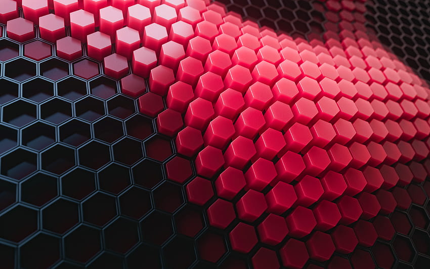 hexagons wavy backround, , 3D waves, 3D textures, hexagons patterns, honeycombs patterns, background with hexagons, geometric shapes, 3D hexagons, wavy textures, geometric patterns, honeycombs HD wallpaper