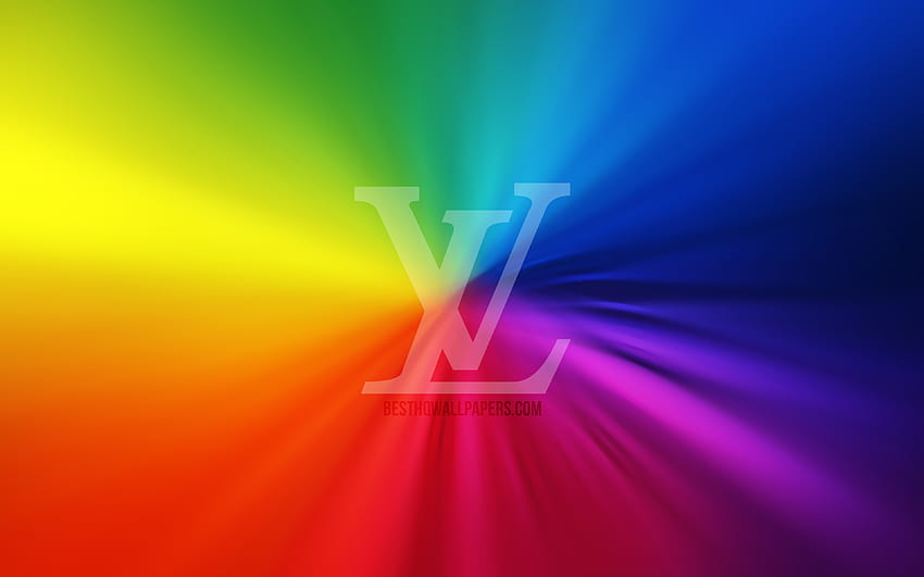 Logo Louis Vuitton, wir, tęczowe tło, kreatywne, grafika, marki, Louis Vuitton dla z rozdzielczością. Wysoka jakość Tapeta HD