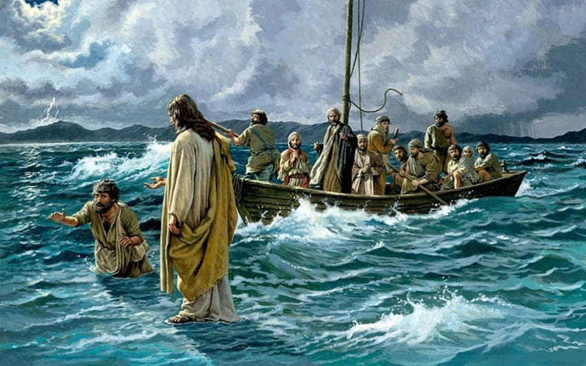 Matteo 14:22 33 (KJV) E subito Gesù costrinse i suoi discepoli a salire su una nave, , :.;, , , ., ;, , , Eca. Gesù, Bibbia, Gesù cammina sull'acqua Sfondo HD