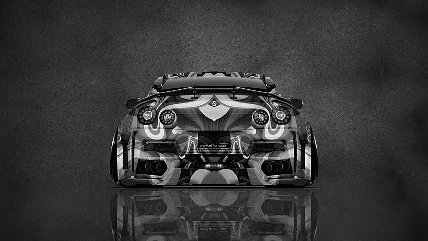 Nissan GTR R35 Kuhl Back JDM Domo Kun Toy Car 2016 el Tony. el Tony, Black and White GTR HD wallpaper