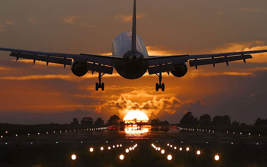 Aircraft . Plane graphy, Airplane landing, Travel around the world, Airport Sunset HD wallpaper