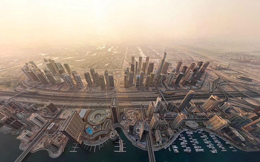 Città, edificio, riva, banca, Dubai Sfondo HD