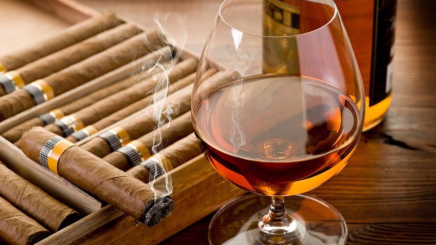 Cigare cubain et verre de cognac U Fond d'écran HD