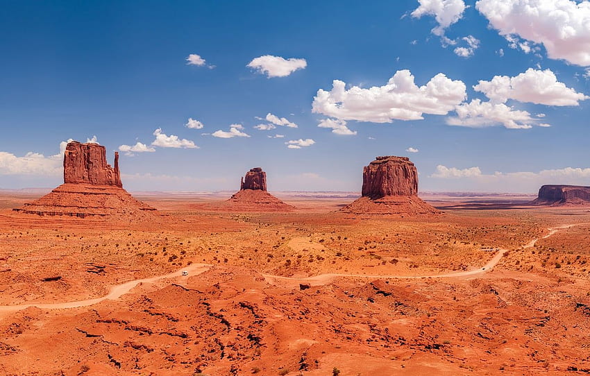 the sky, clouds, rocks, blue, Desert Soil HD wallpaper