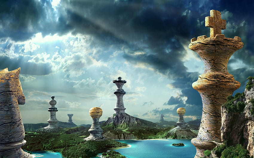 the chess kingdom., wonderland, chess, alice, rabbits HD wallpaper