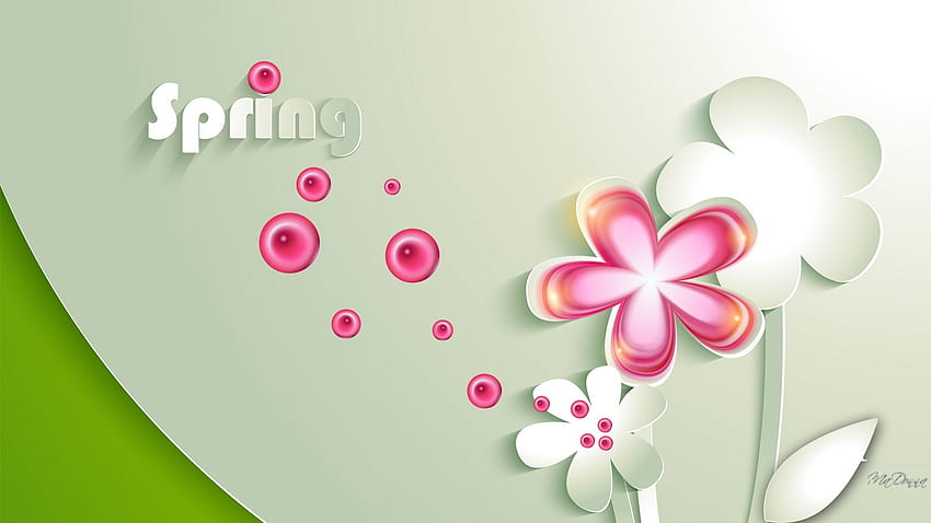 Paper Spring, green, cut out, flowers, 3D, paper, spring, Firefox Persona theme, daisies HD wallpaper