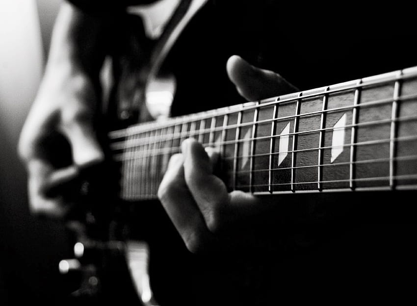 E-Gitarre - Gitarre Schwarz und Weiß - , Schwarze Gitarre HD-Hintergrundbild