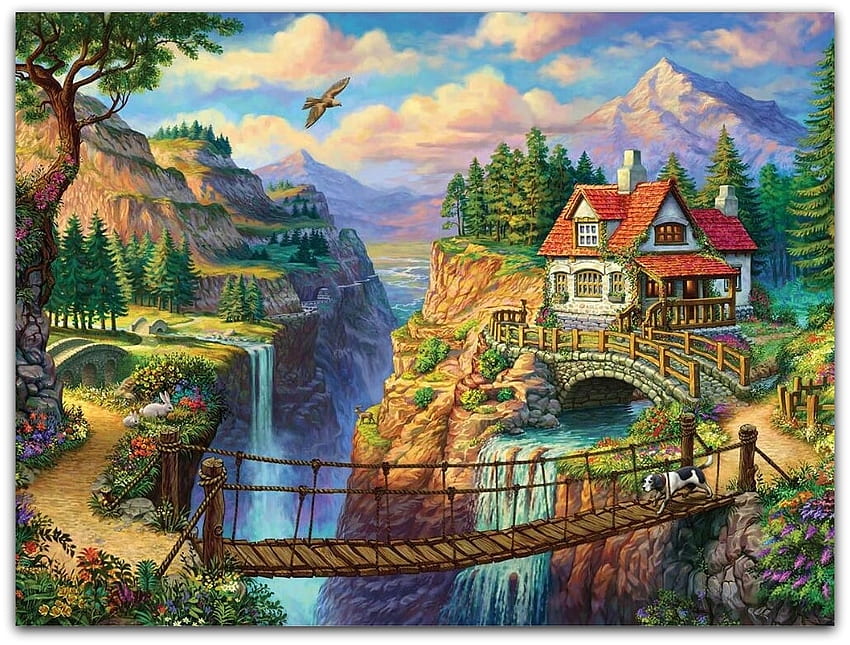 dunia peri, dongeng, fantasi, abstrak, rumah Wallpaper HD