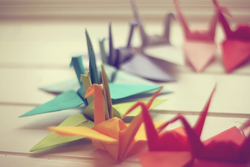 Background, Cranes, Macro, , , Paper, , Origami HD wallpaper