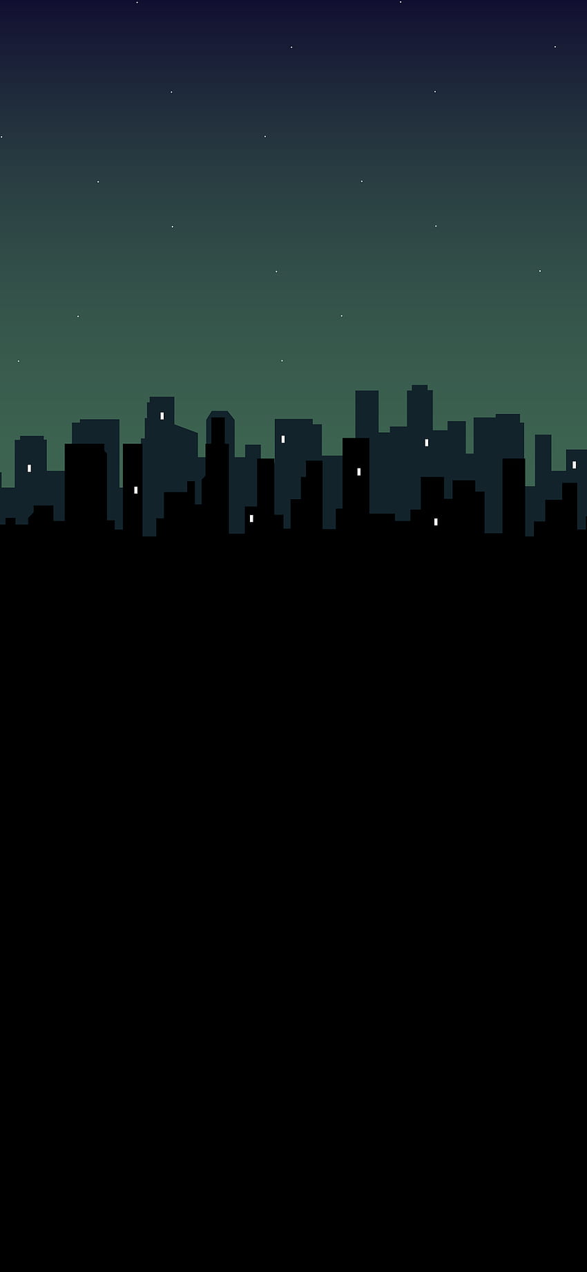 Amoled Minimal City Night 3, Schwarzer Minimalist AMOLED HD-Handy-Hintergrundbild