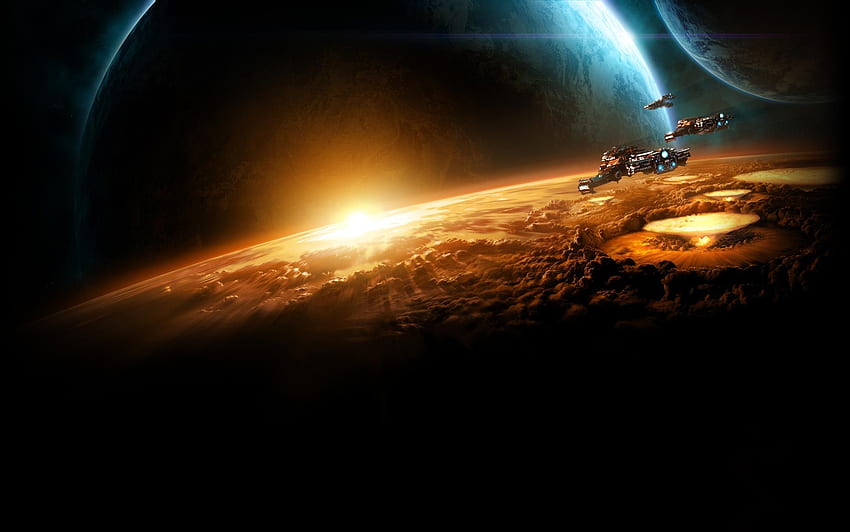 Sun war outer space starcraft planets, Nuke HD wallpaper