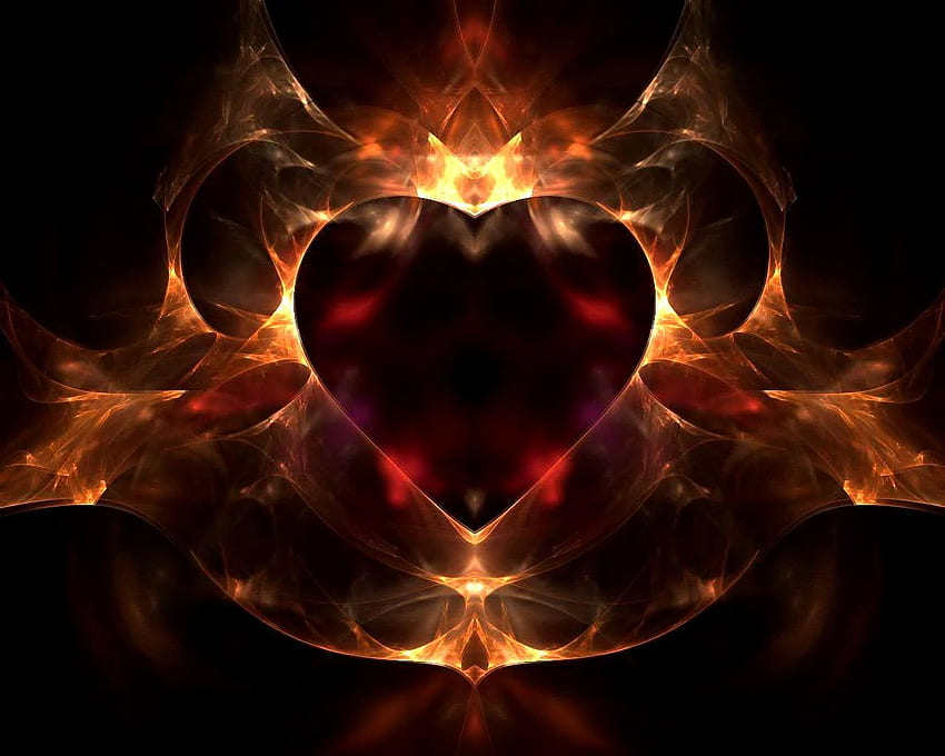 Red Heart fire 3D . Boni's Meditation, Cool 3D Fire HD wallpaper