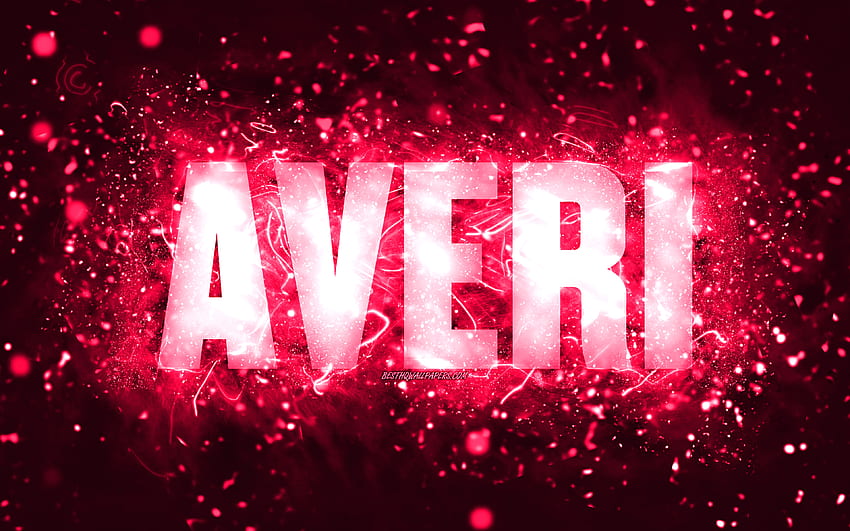 Happy Birtay Averi, , pink neon lights, Averi name, creative, Averi