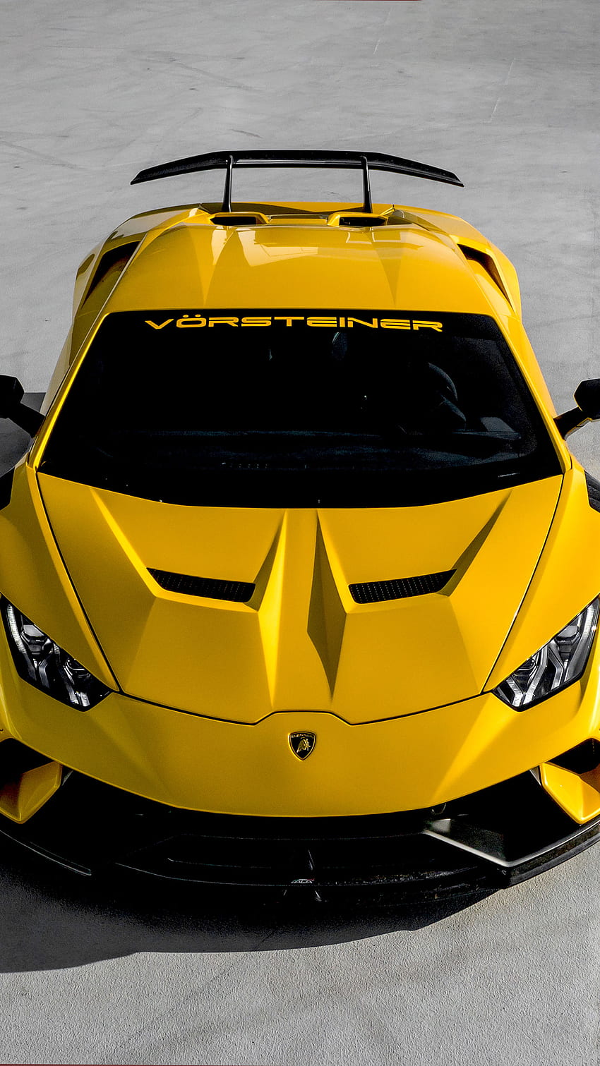 Жълто Lamborghini Huracan Performante 2019 Ultra Mobile HD тапет за телефон