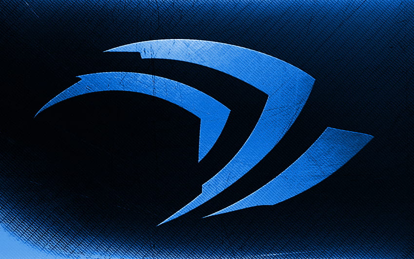 Logo bleu Nvidia, art grunge, fond typographique bleu, créatif, logo Nvidia grunge, marques, logo Nvidia, Nvidia Fond d'écran HD