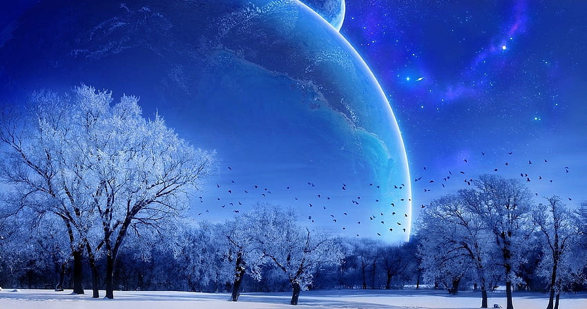 blue moon nature ultra . ololoshenka, Pristine Snow HD wallpaper