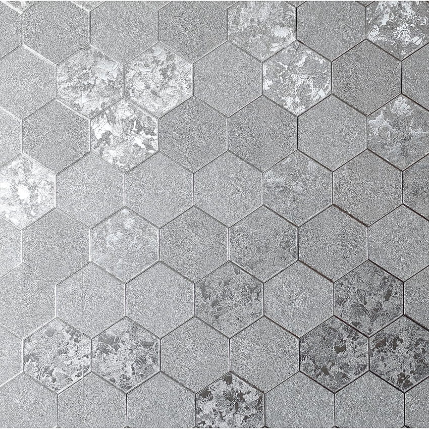 Arthouse Foil Honeycomb Silver Metallic Textured Contemporary 294700, Silver Textured HD тапет за телефон
