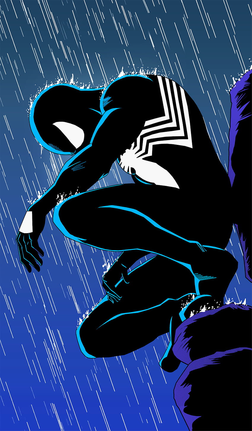 Черен костюм Spider-Man, marvel, комикси HD тапет за телефон