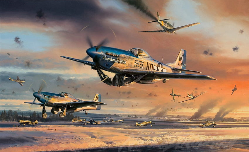 P 51 Mustang Mustang Fighter Ww2 Painting Aircraft Art Plane, WWII Art HD wallpaper